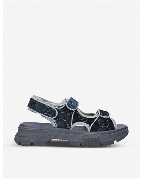 gucci aguru trek sandals|Gucci Aguru Trek Velvet Sandals in Blue for Men .